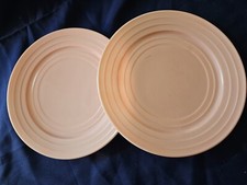 Hazel Atlas Moderntone Platonite Pink Pastel 9" Dinner Plates 1950's Set of 2