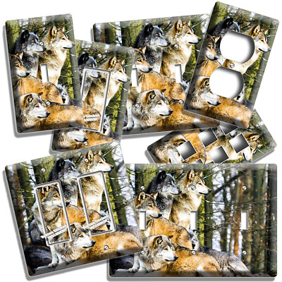 WILD WOLF PACK IN WINTER FOREST WOODS LIGHT SWITCH OUTLET WALL PLATE HOME HD ART