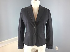 J Crew Navy Blue Pinstripe Blazer jacket Career Casual Excellent S 4 Cotton Blnd