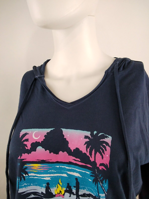 Life is Good Women L/S Crusher Lite Hoodie Log On Bonfire Blue