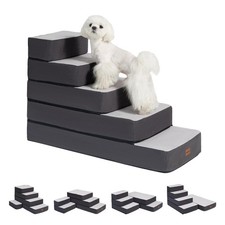 5-Step Adjustable Dog Stairs for High Beds, Dog Steps for Small Dogs and Cats...