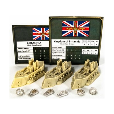 Spartan Dystopian Wars Britannia Loose Mini Tribal Class Cruisers #6 NM