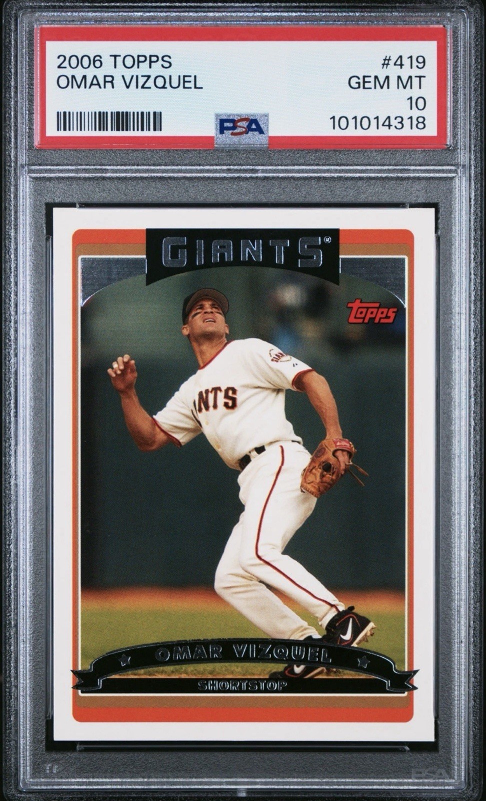 PSA 10 2006 Topps OMAR VIZQUEL #419 Graded Baseball Card MLB HOF GIANTS INDIANS view 5