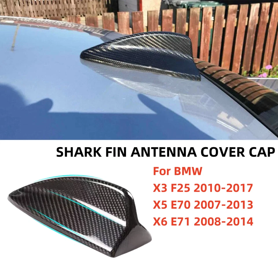 Real Carbon Fiber Shark Fin Antenna Cover Trim Cap For BMW X3 F25 X5 E70 X6 E71 Foto 2 de 4