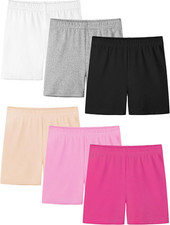 6 Pack Girls Bike Shorts under Dress Dance Cartwheel Shorts for Toddler Kids Sum