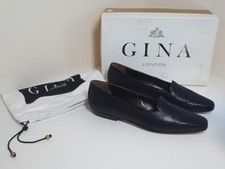 Gina of London, leather, Navy Lizard, vintage shoes UK size 6.5, Loafers 