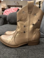 Dreampair Girls Western Boots Cowgirl Boots Mid Calf Glitter Stars Size 4 Big