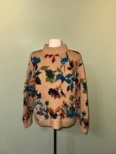 Vintage Liz Clairborne Floral Thick Cotton Sweater L Neutrals