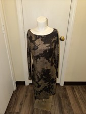 Vintage Y2K Animal Tribal Snake Print Long Sleeve Knit Dress Metallic / Black M