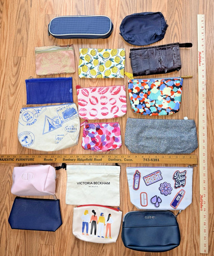 Lot 17 Makeup Cosmetic Small Bags Travel Dior Elemis Tumi Lancôme IPSY Clinique