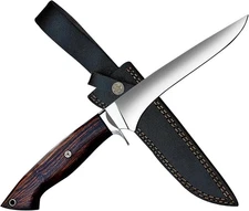 12.5" Stainless Steel Fish Fillet Knife with Rosewood Handle & Leather Sheath