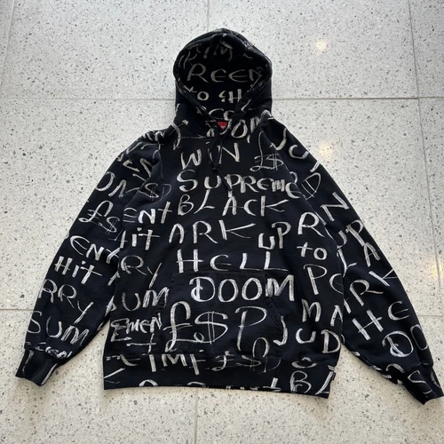 Sweat à capuche noir Supreme Ark Lee Scratch Perry taille XL noir déchiré