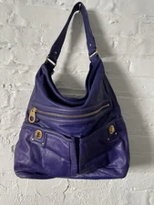 MARC by Marc Jacobs Purse Totally Turnlock Faridah Purple Leather Slouchy Bag