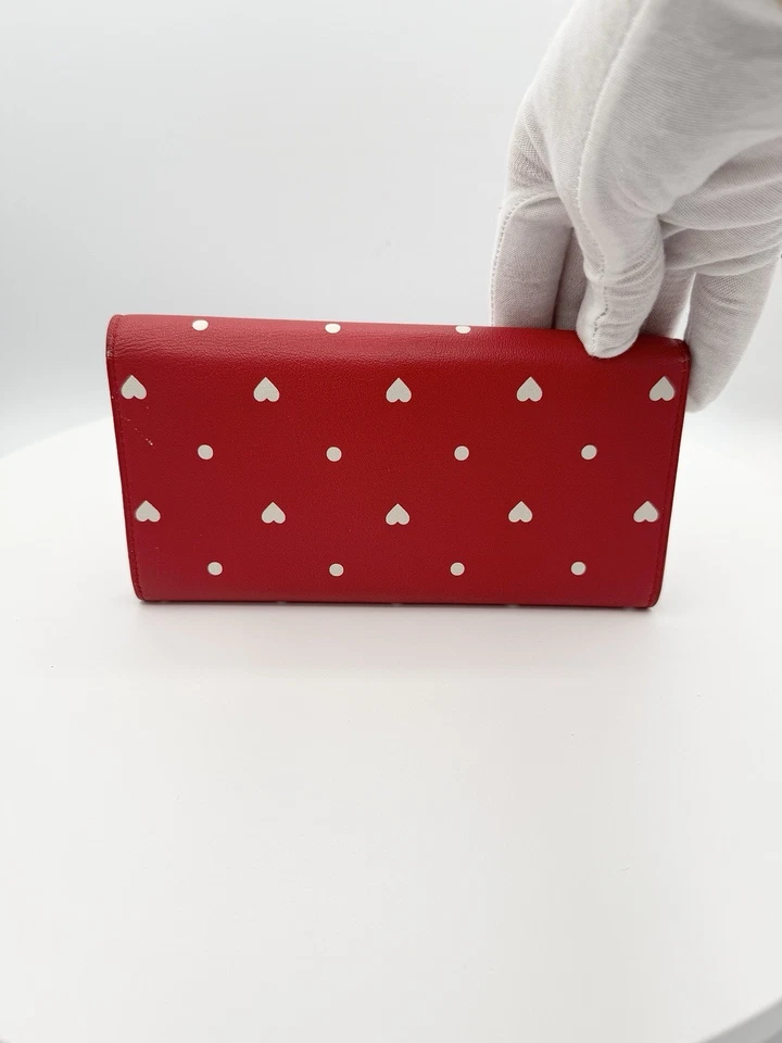 BALENCIAGA Bifold Long Wallet Red and White Hearts & Polka Dots Limited Edition - Image 3 of 4