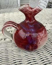 HUBERT BURGESS Studio Art Pottery Oxblood Flambé Glaze Weed Pot Jug