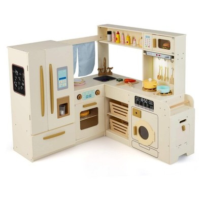 Eckküche Spielset mit großem Kühlschrank für Kleinkinder 3+ Jahre alt - beige