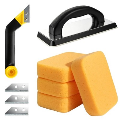 9 Pcs Grout Float Sets Include 9.5 x 4 Inch Molded Grout Float, 4 Sponge, Ang...