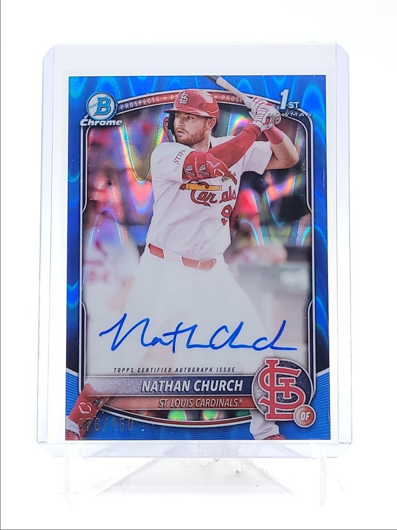 NATHAN CHURCH 2025 BOWMAN CHROME 1ST BLUE RAYWAVE REFRACTOR AUTO /150 Q3967