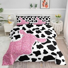 Comforter Set 3pcs for Boys Girls Cows Printed Bedding Comforter Set,Duvet fo...