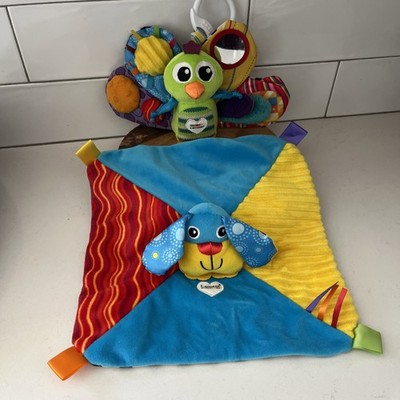 2 Lamaze Tomy Puppy Dog Security Blanket And Peacock With Hanger