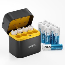 Rechargeable AA Batteries Lithium 12 Pack with Charger 3000mWh High Capacity ...