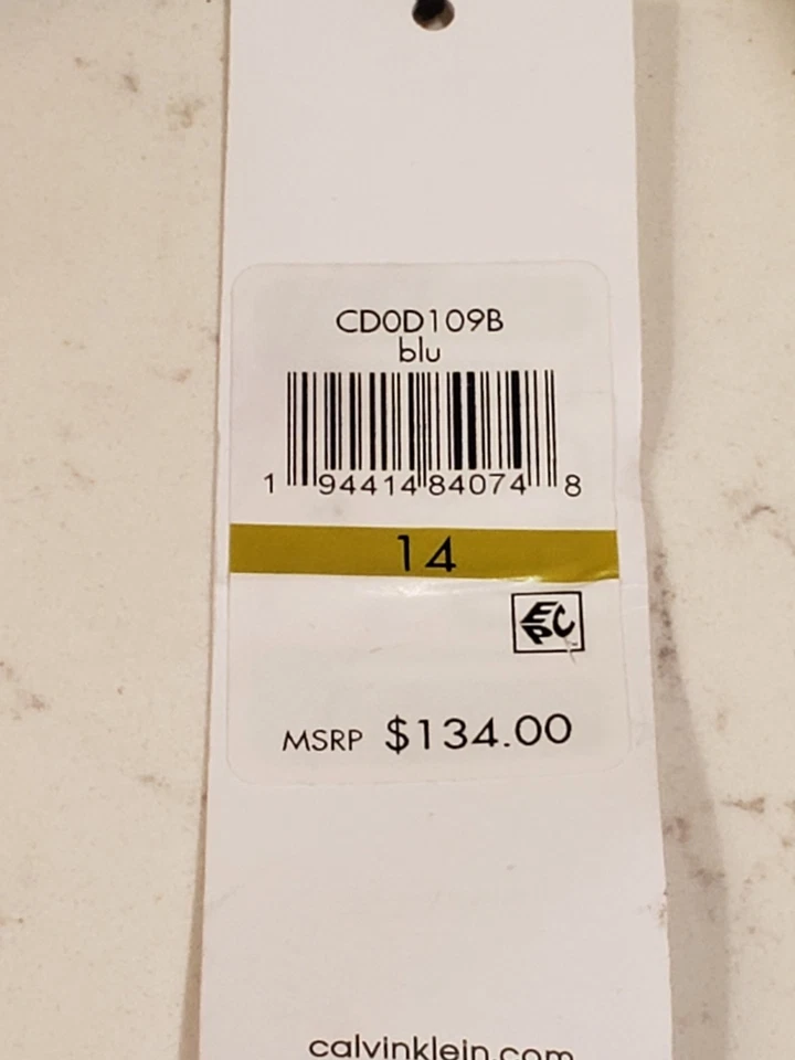 Vestido Vaina Calvin Klein Nuevo con Etiquetas Para Mujer Sin Mangas Elastizado Denim Cinturón Talla 14 Foto 4 de 4