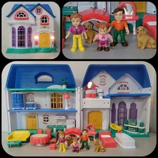 Happy Homes Take Along Dollhouse + Figures, Furniture, New Sticker Sheet WORKING
