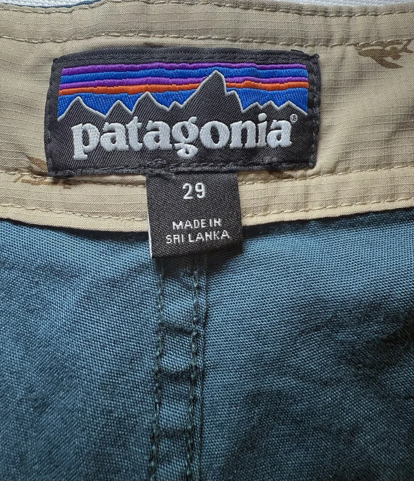 Pantalones Cortos Híbridos Patagonia All Wear Para Hombre Talla 29 Verde-Azul Elastizados Algodón Orgánico Foto 4 de 4