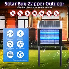 Solar Bug Zapper Powerful Mosquito & Fly Trapper Outdoor Pest Control & Blue LED