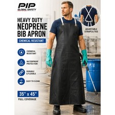 PIP 200-12501 Heavy Duty Neoprene Chemical Resistant Bib Apron 35x45 Black NWT