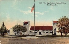 Postcard CA: High School, National City, California, DB 1910's, Unposted