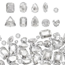 100Pcs Mixed Shapes Sew on Crystal Rhinestones with Claw, White Style 1