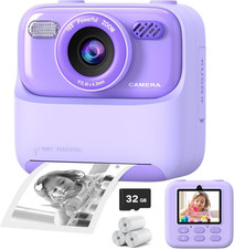 Kids Instant Digital Cameras for Boys and Girls, 1080P HD Dual-Lens Selfie Digit