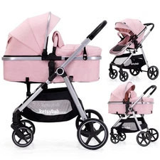 2-in-1 Baby Stroller with Bassinet Mode - Folding Infant Newborn Pram Strolle...