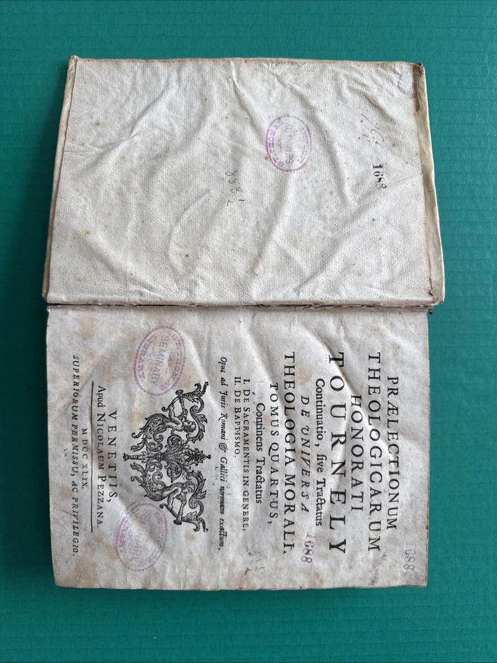 Prælectionum Theologicarum Honorati Tournely (1749) Vellum Bound Venice - Image 4 of 4
