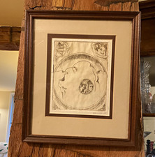 Brindise Signed Portrait surreal fine-line art piece with corner details .
