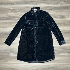 Natural Life XS Rocky Shirt Dress Gray Velvet Button Up Long Sleeve NWT