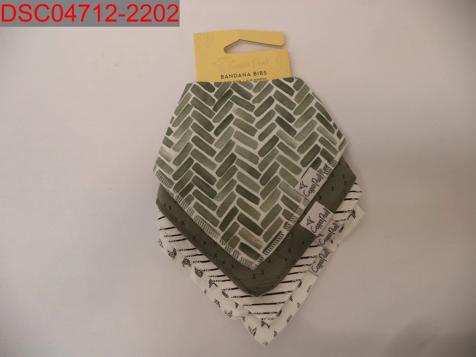 NWT - Copper Pearl Infant Green/Grey Alta 4-Pack Bandana Bibs, Size 0-36 Months