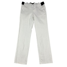 Simply Vera Vera Wang Womens White Textured Straight Leg Pull On Pants Size M