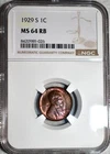 NGC MS-64 RB 1929-S Lincoln Cent, Attractively Toned, Red-Brown specimen.