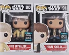 Funko Pop Star Wars Luke Skywalker 90 & Han Solo 91 2016 Convention Exclusive