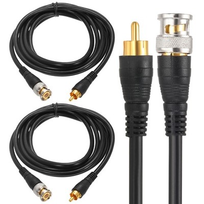 2 Pcs BNC Male to RCA Male Coaxial Cable 2M RG59 75-3 for CCTV Camera