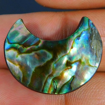 Wholesale 22.70Cts. Natural Rainbow Paua Abalone Shell Moon Crescent Gemstone