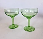 2 vintage Hocking Glass Co. sherbet or champagne glasses BLOCK OPTIC c.1929-33