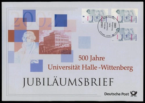 GERMANY FDC 2002 ANNIVERSARY-COVER - UNIVERSITY OF WITTENBERG MARTIN LUTHER ub71