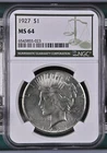 1927 Peace Silver Dollar NGC MS-64