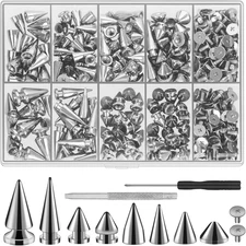 354 Sets Punk Spikes and Studs Kit,Metal Tree Spikes Studs 8 Sizes, Cone Spik...