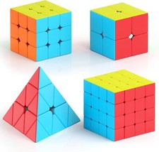 Speed Cube Set, Puzzle Cube Bundle of 2X2X2 3X3X3 4X4X4 Pyramid Magic Cube Set,