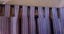 NIP Pair Curtains Home Blue Tan Stripe 80"x63" Tab Top 100% Cotton Country Farm