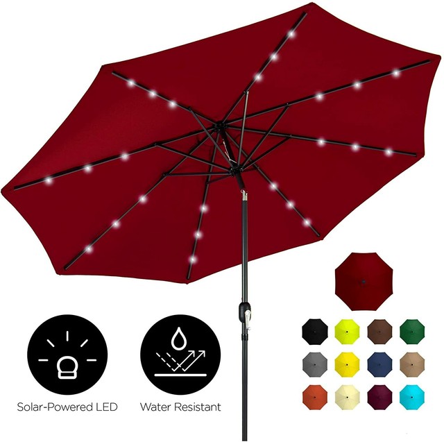 Best Choice Products 10ft Solar Led Lighted Patio Umbrella W Tilt Adjustment For Sale Online
